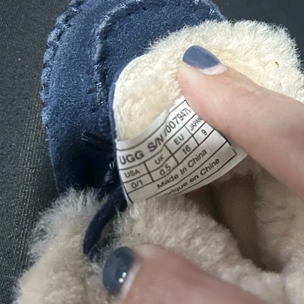 Ugg Baby Infant Suede Blue Moccasin Shoes Size 0/1